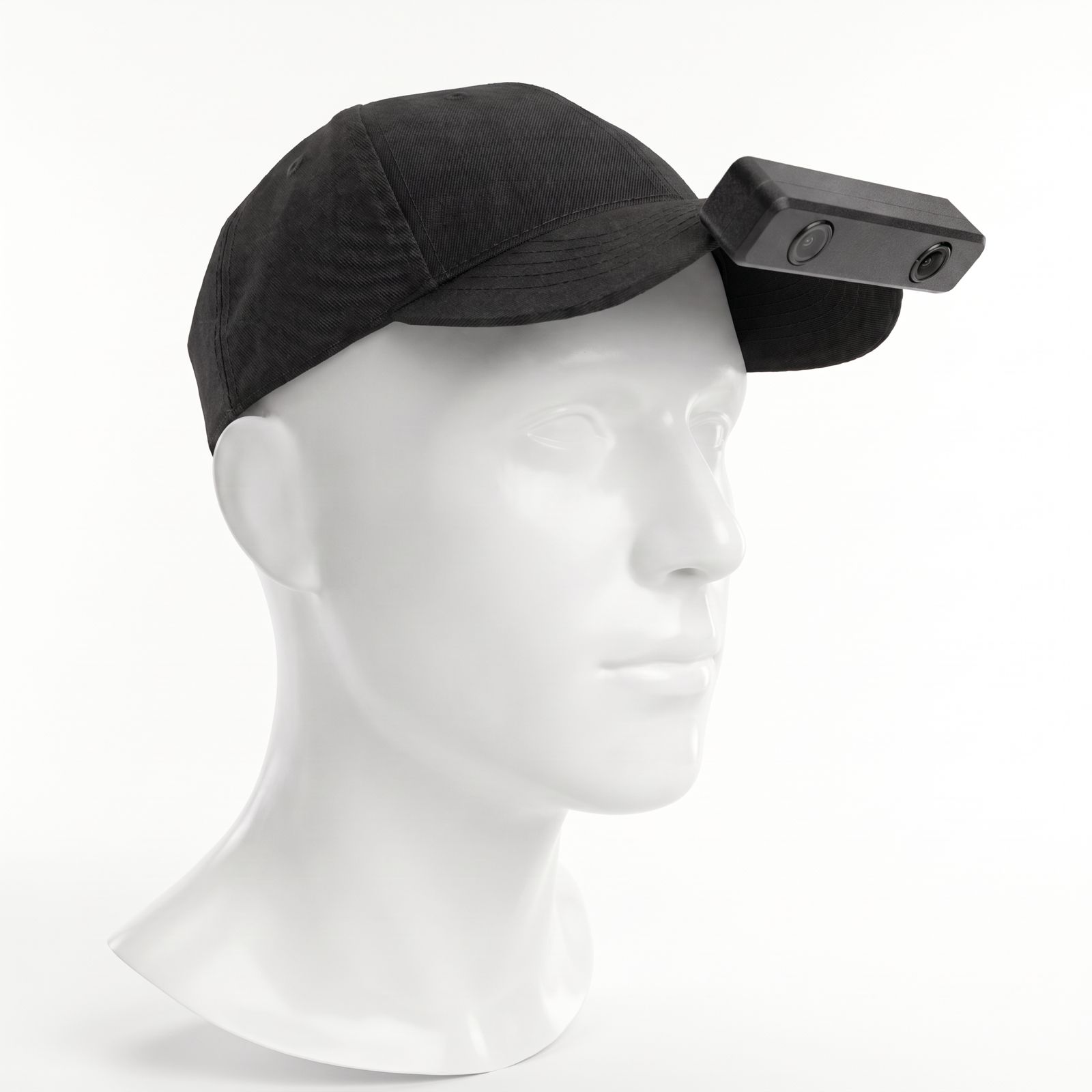 Three-quarter product view of the black OpenRobot Stereo-cap